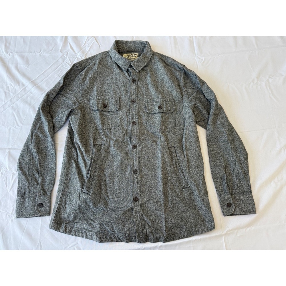 Grayers Flannel Shirt Jacket Mens Large Grey Excellent Cotton Cold Weather Layer